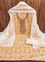 Cotton Yellow Casual Wear Printed Salwar Suit